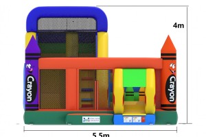 springkasteel Crayon met glijbaan