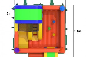 springkasteel Crayon met glijbaan
